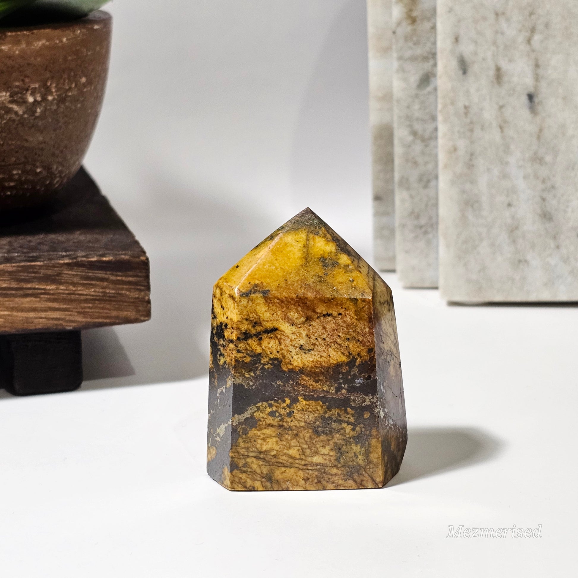 Golden Healer with Fire Quartz & Pyrite Tower