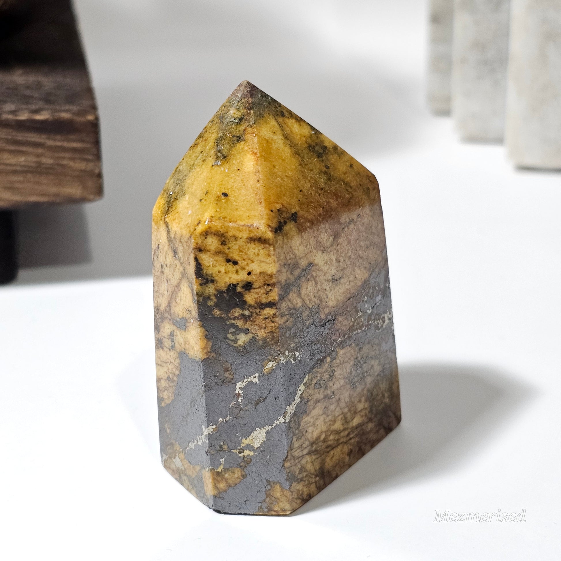 Golden Healer with Fire Quartz & Pyrite Tower