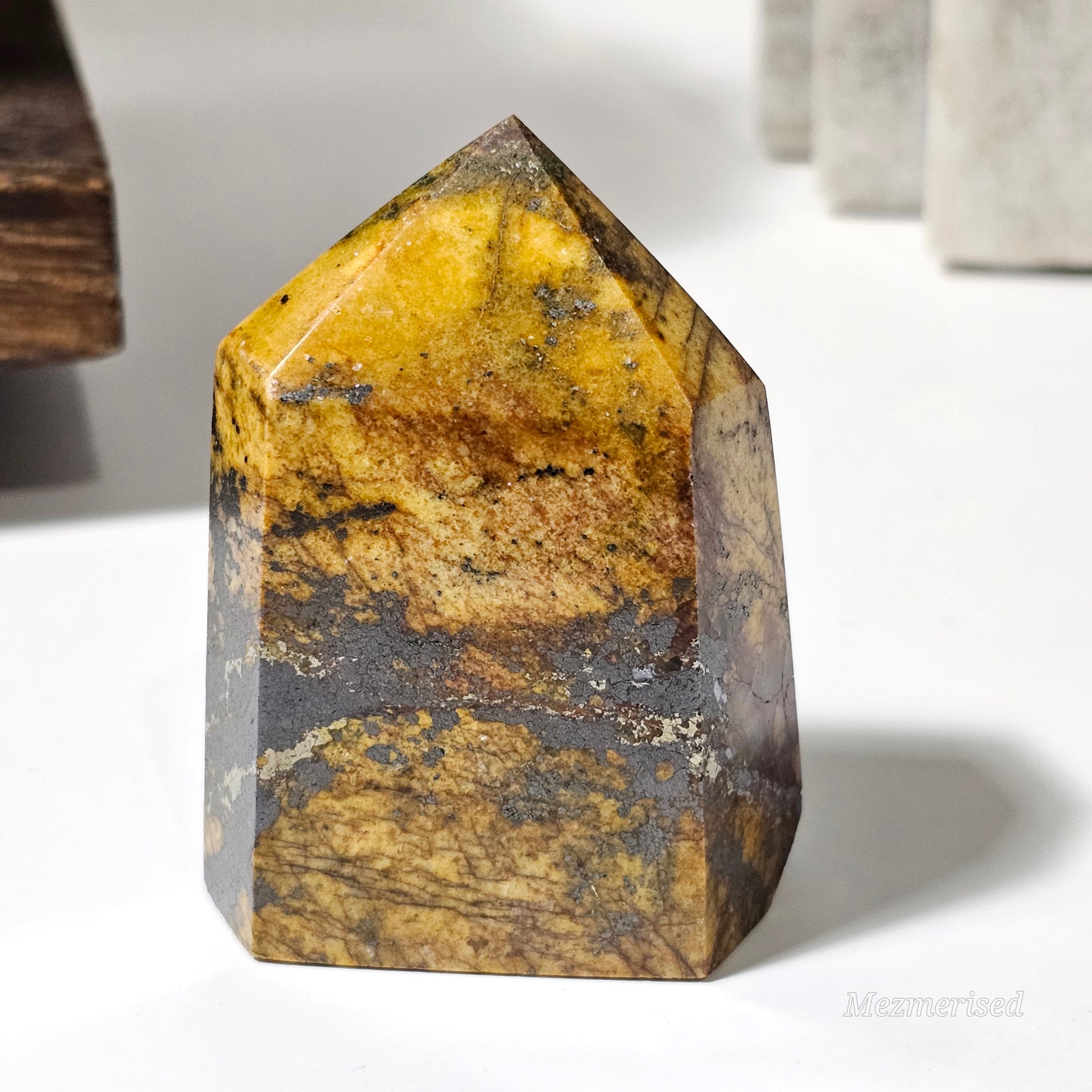 Golden Healer with Fire Quartz & Pyrite Tower