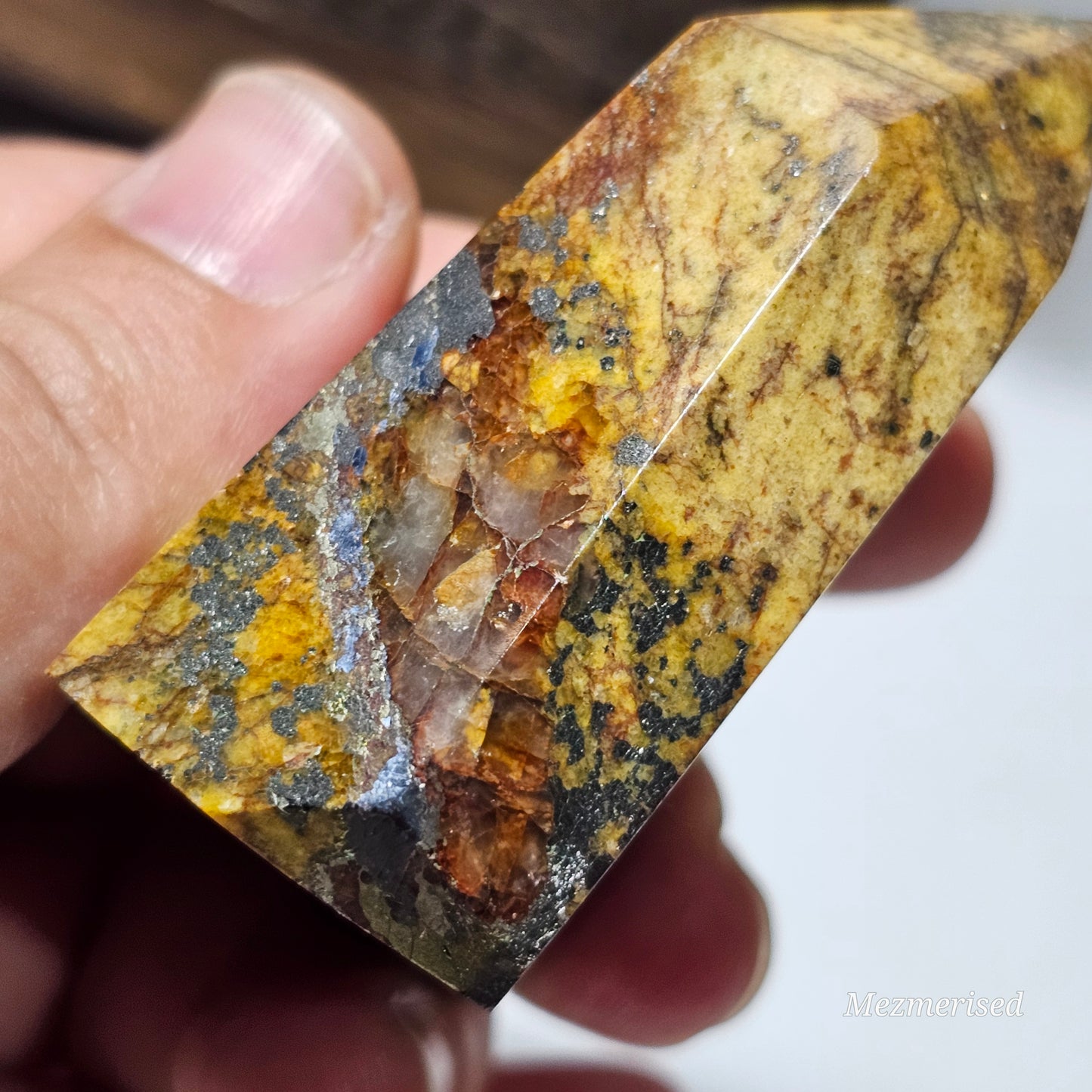 Golden Healer with Fire Quartz & Pyrite Tower