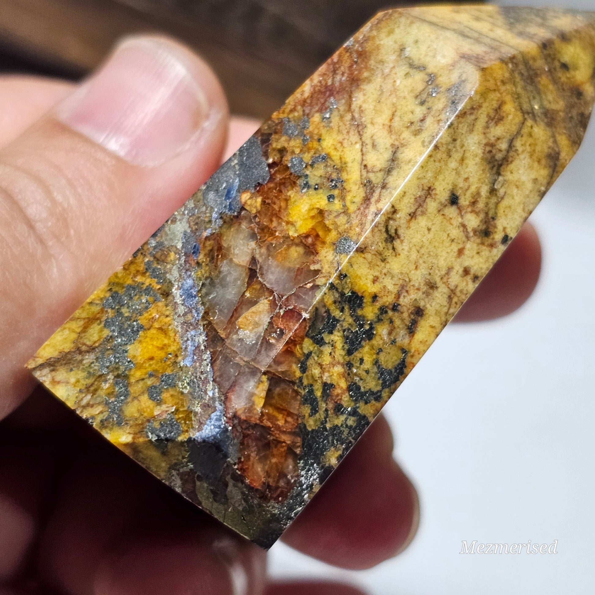 Golden Healer with Fire Quartz & Pyrite Tower