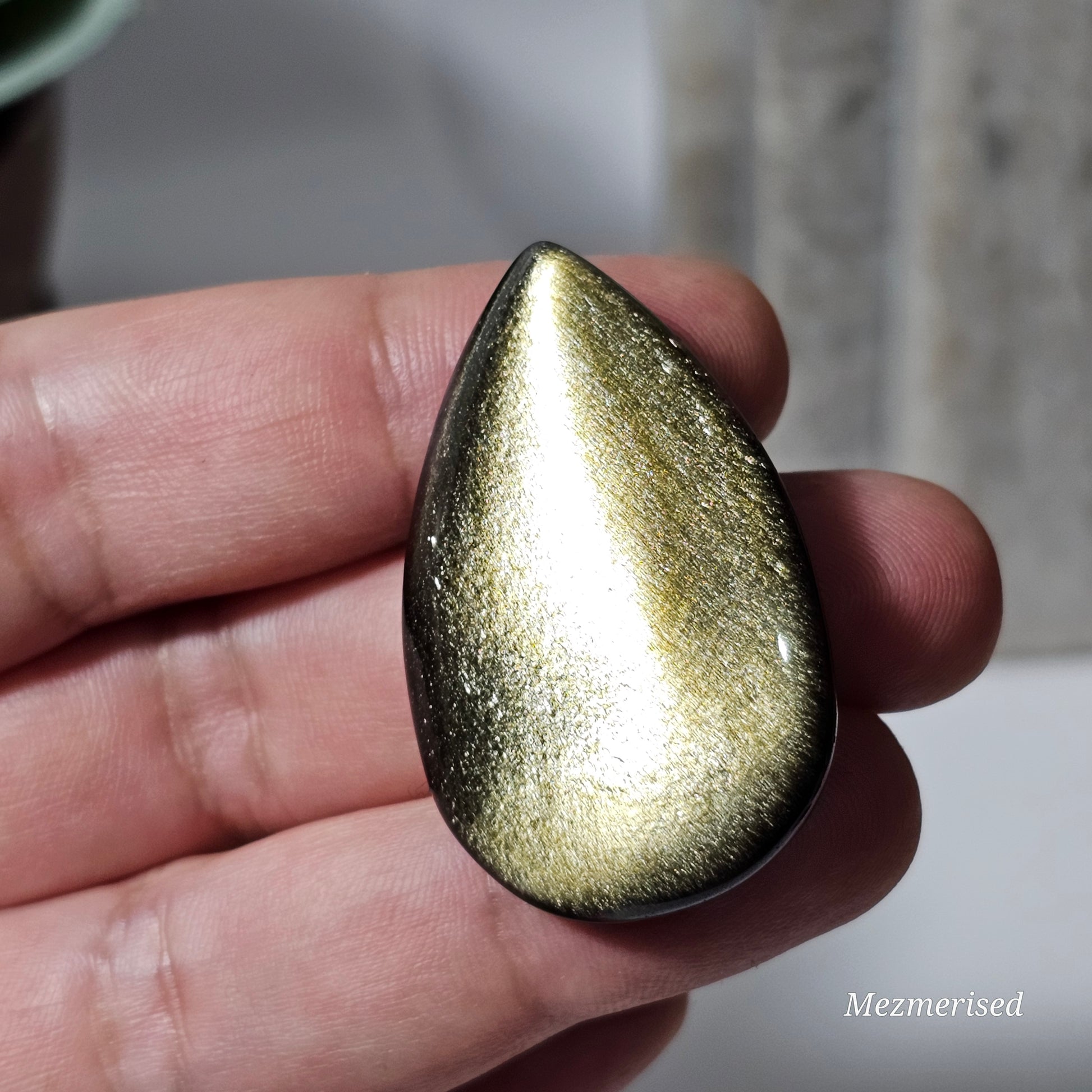 Gold Sheen Obsidian Teardrop Carving
