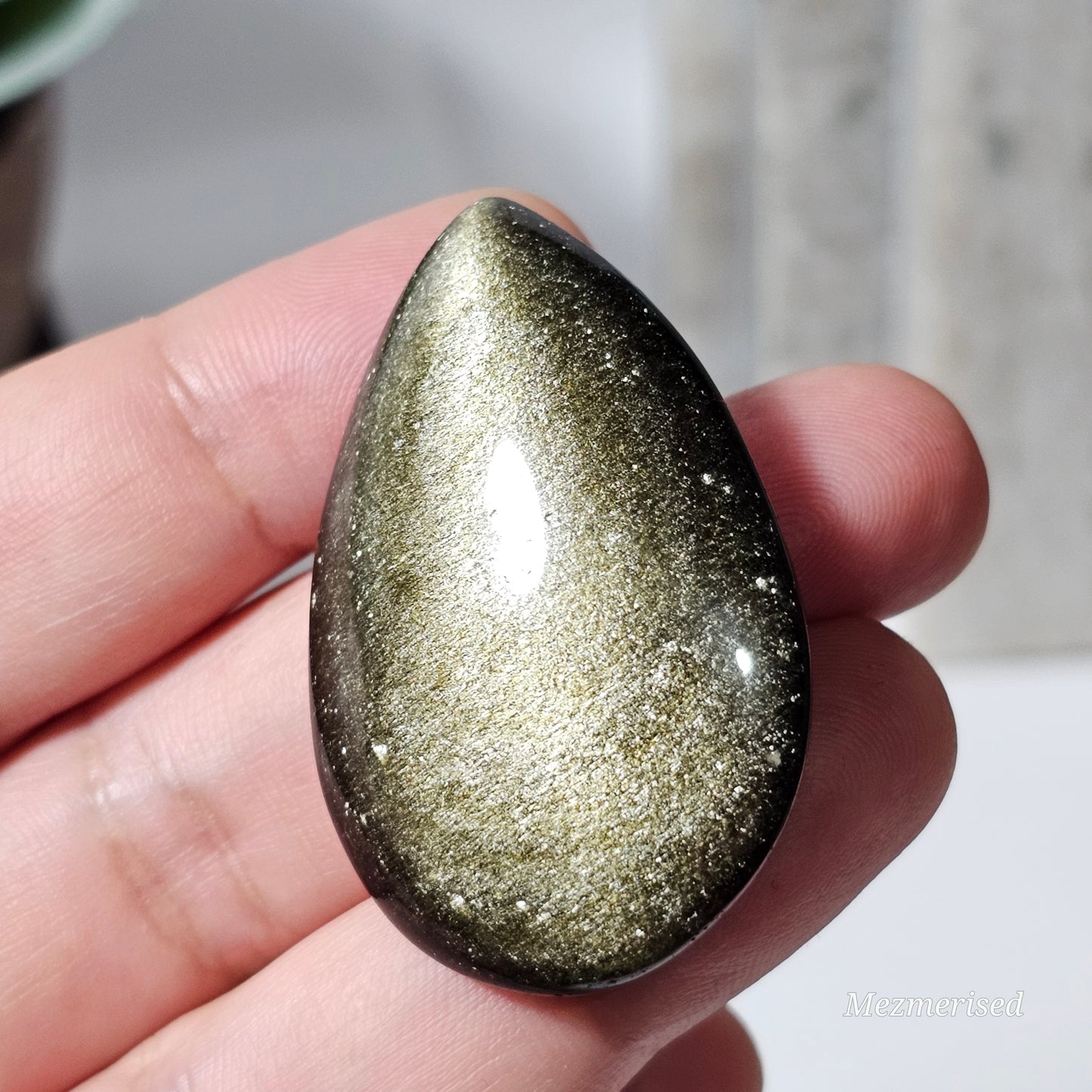 Gold Sheen Obsidian Teardrop Carving