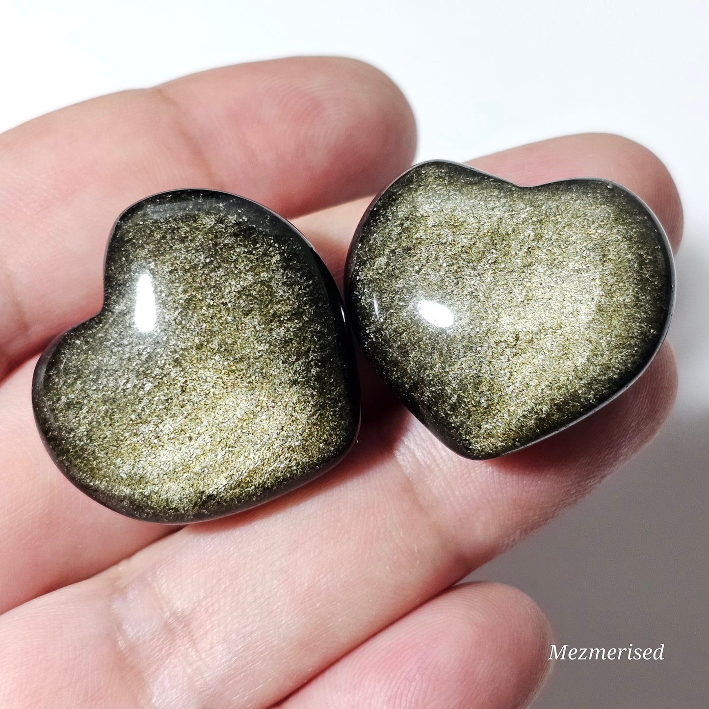 Gold Sheen Obsidian Heart Carvings