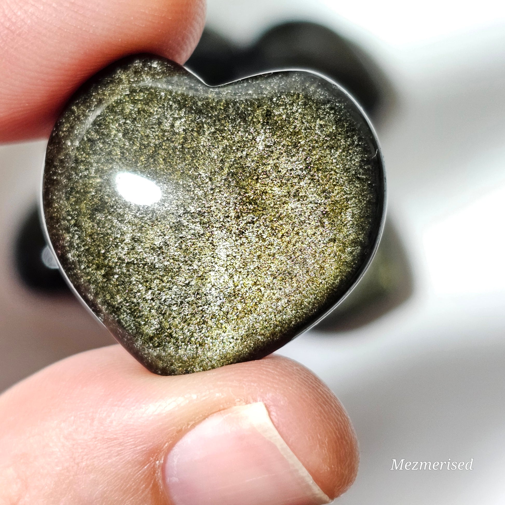 Gold Sheen Obsidian Heart Carvings