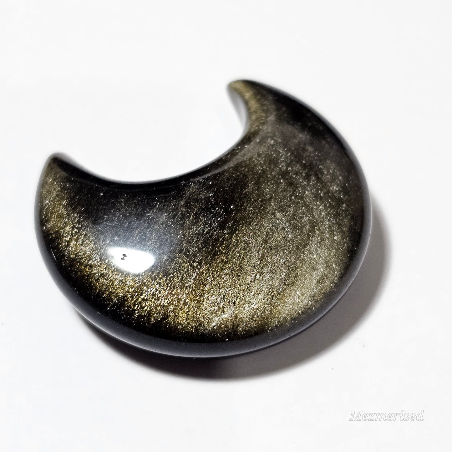 Gold Sheen Obsidian Crescent Carving