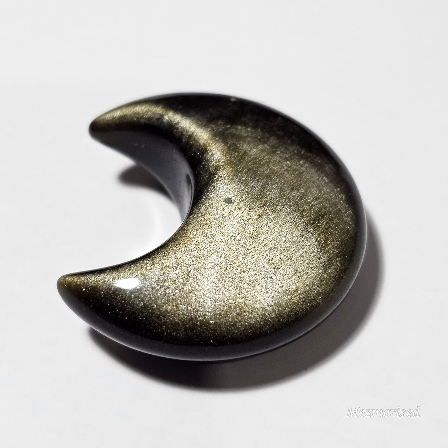 Gold Sheen Obsidian Crescent Carving
