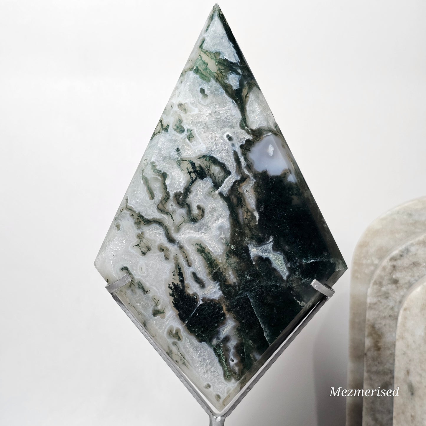 Moss Agate Kite With Stand
