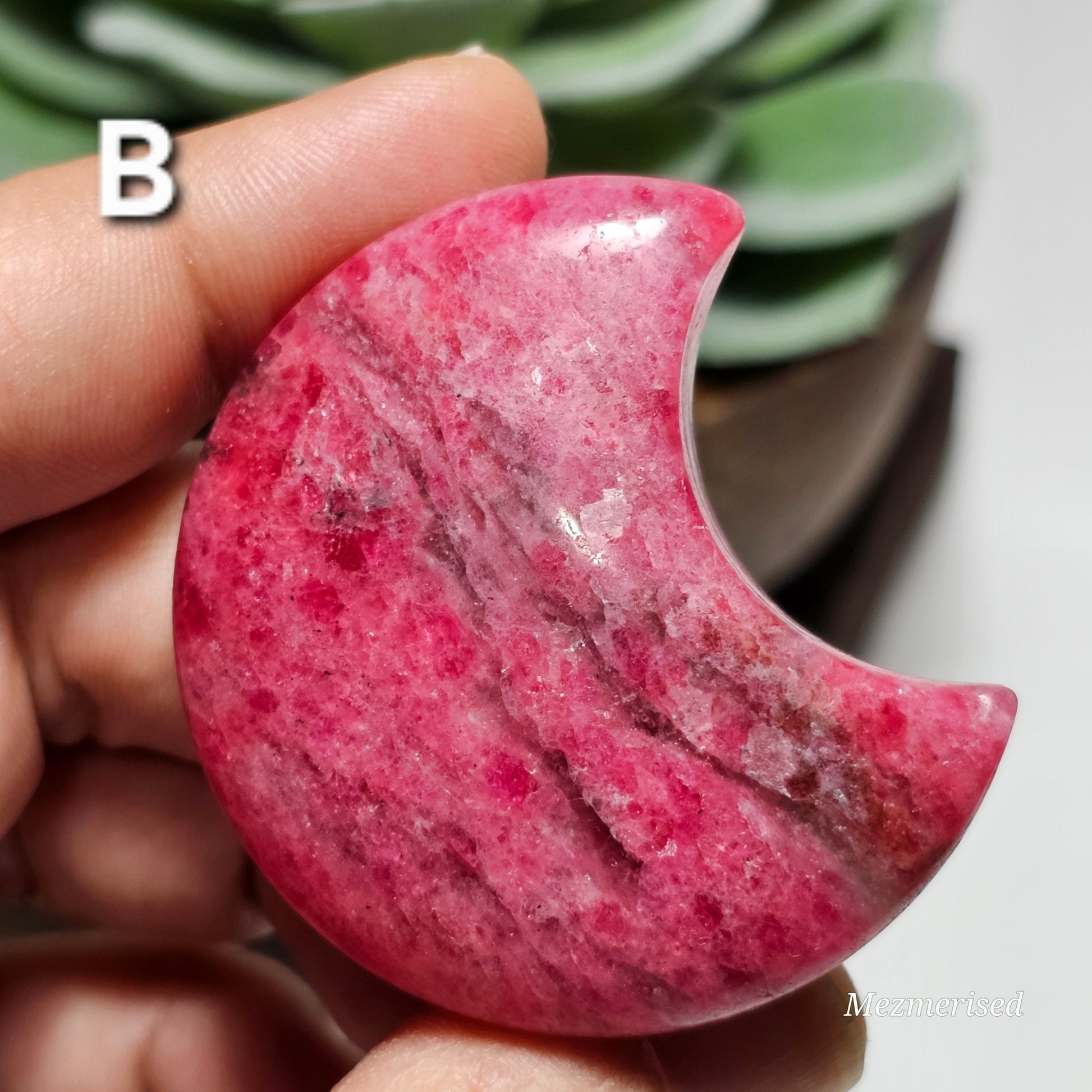 High Quality Rhodonite Crescent Moon Carvings
