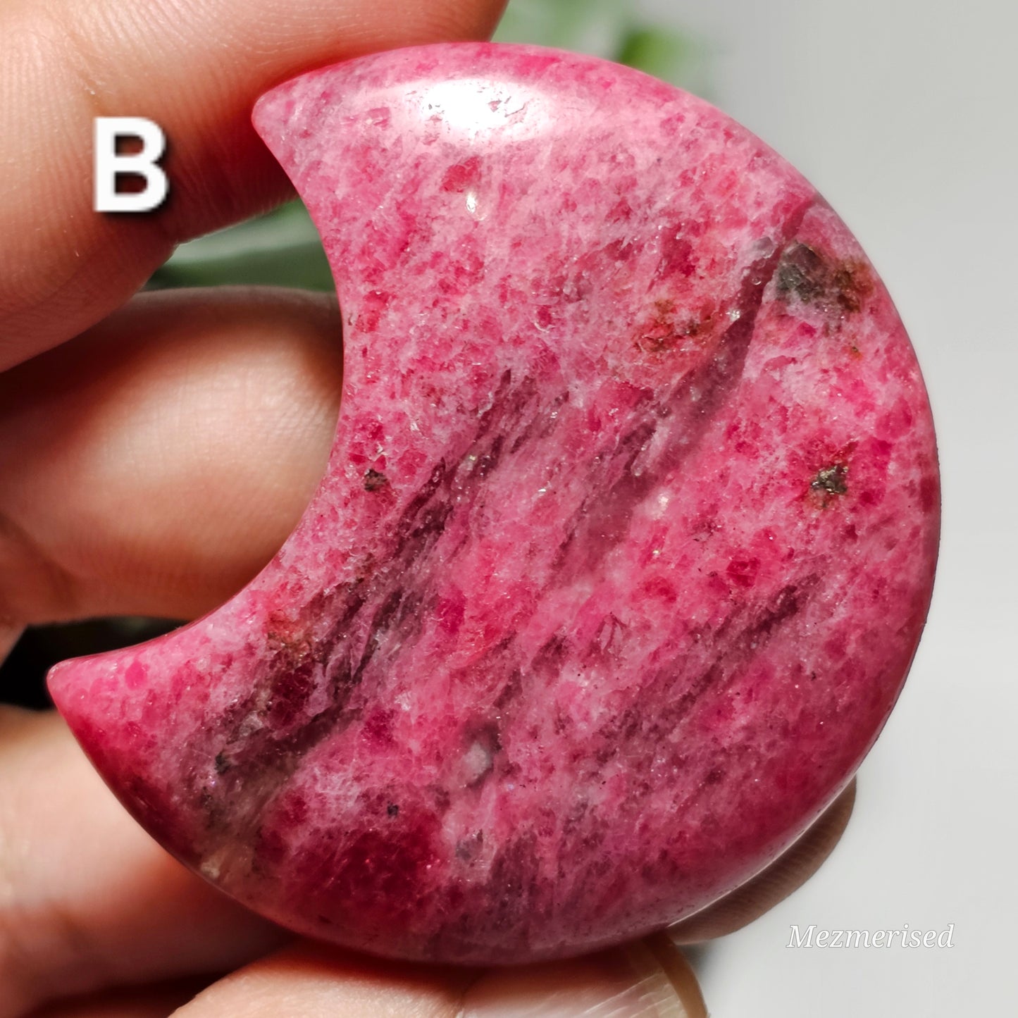 High Quality Rhodonite Crescent Moon Carvings