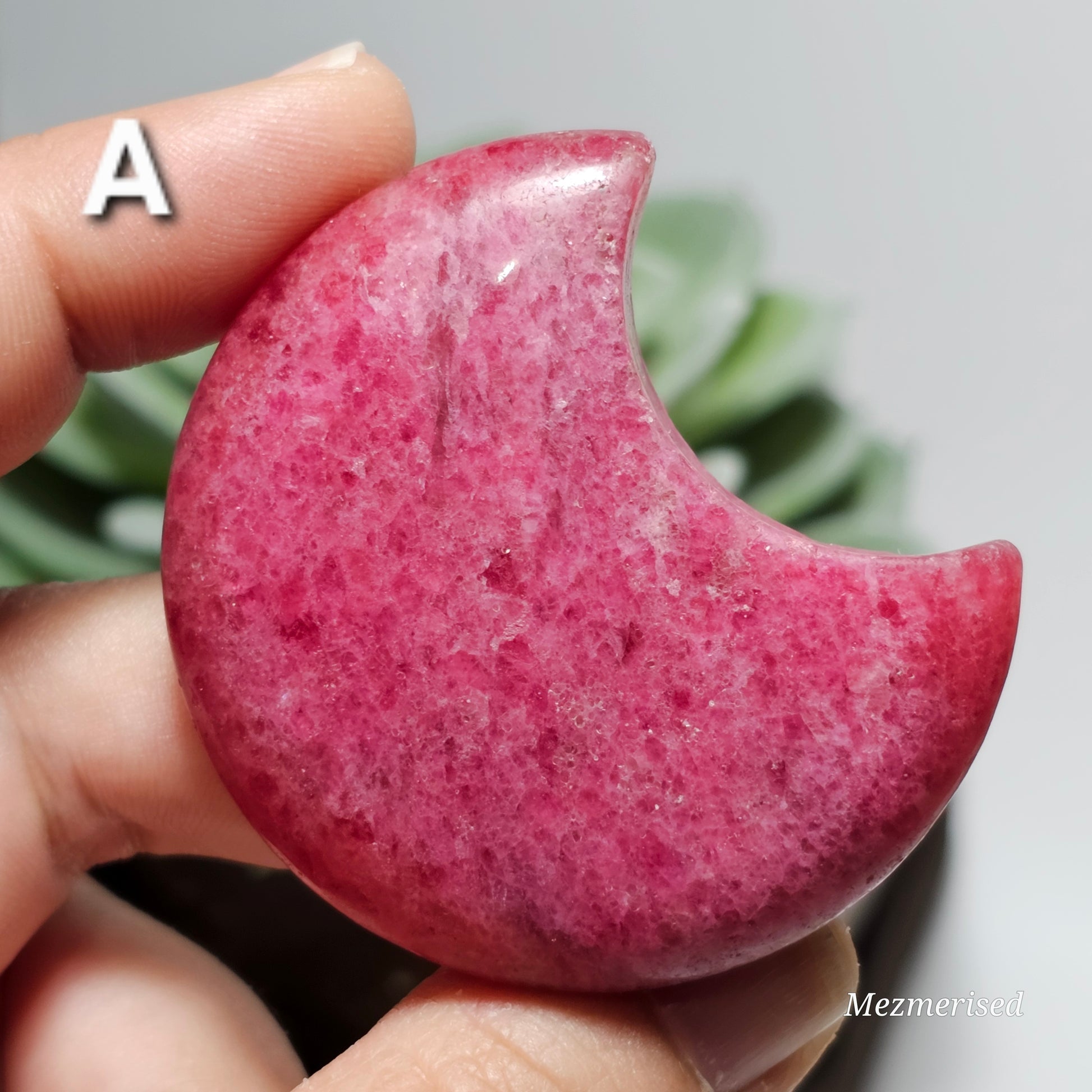 High Quality Rhodonite Crescent Moon Carvings