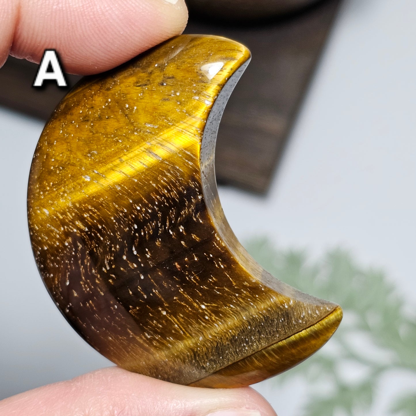 Tiger's Eye Crescent Moon Carvings