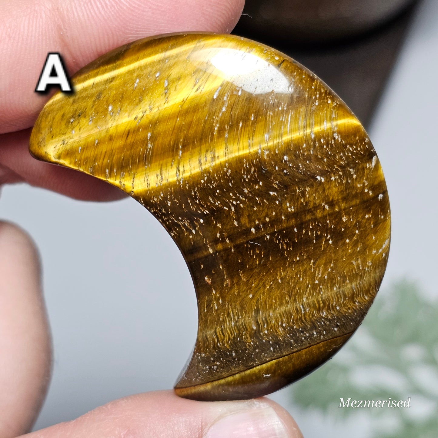 Tiger's Eye Crescent Moon Carvings