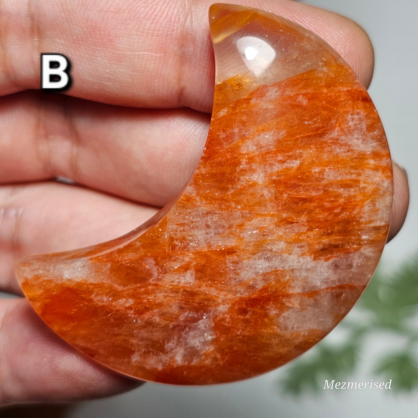 Fire Quartz Crescent Moon Carvings