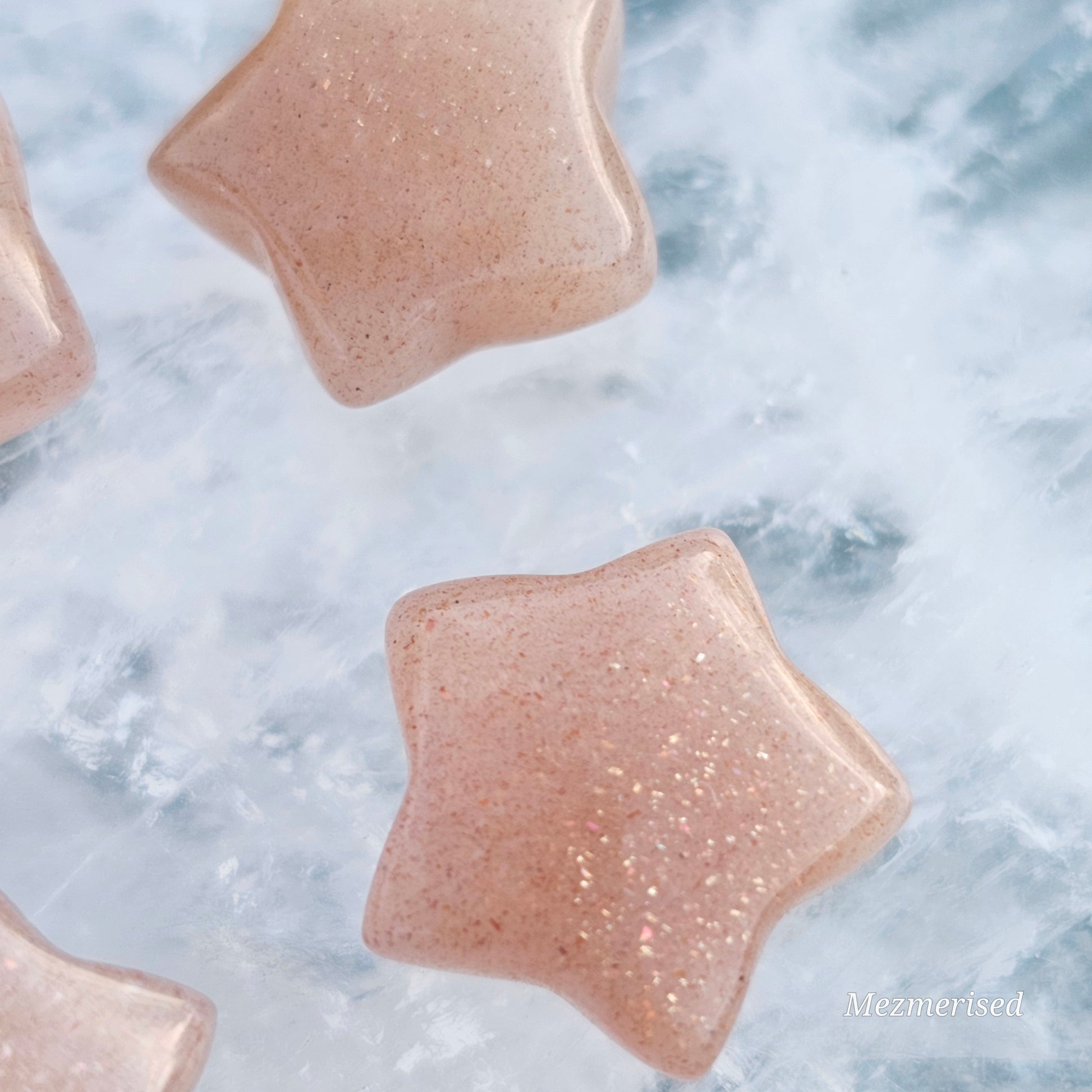 Miniature Sunstone Star Carvings