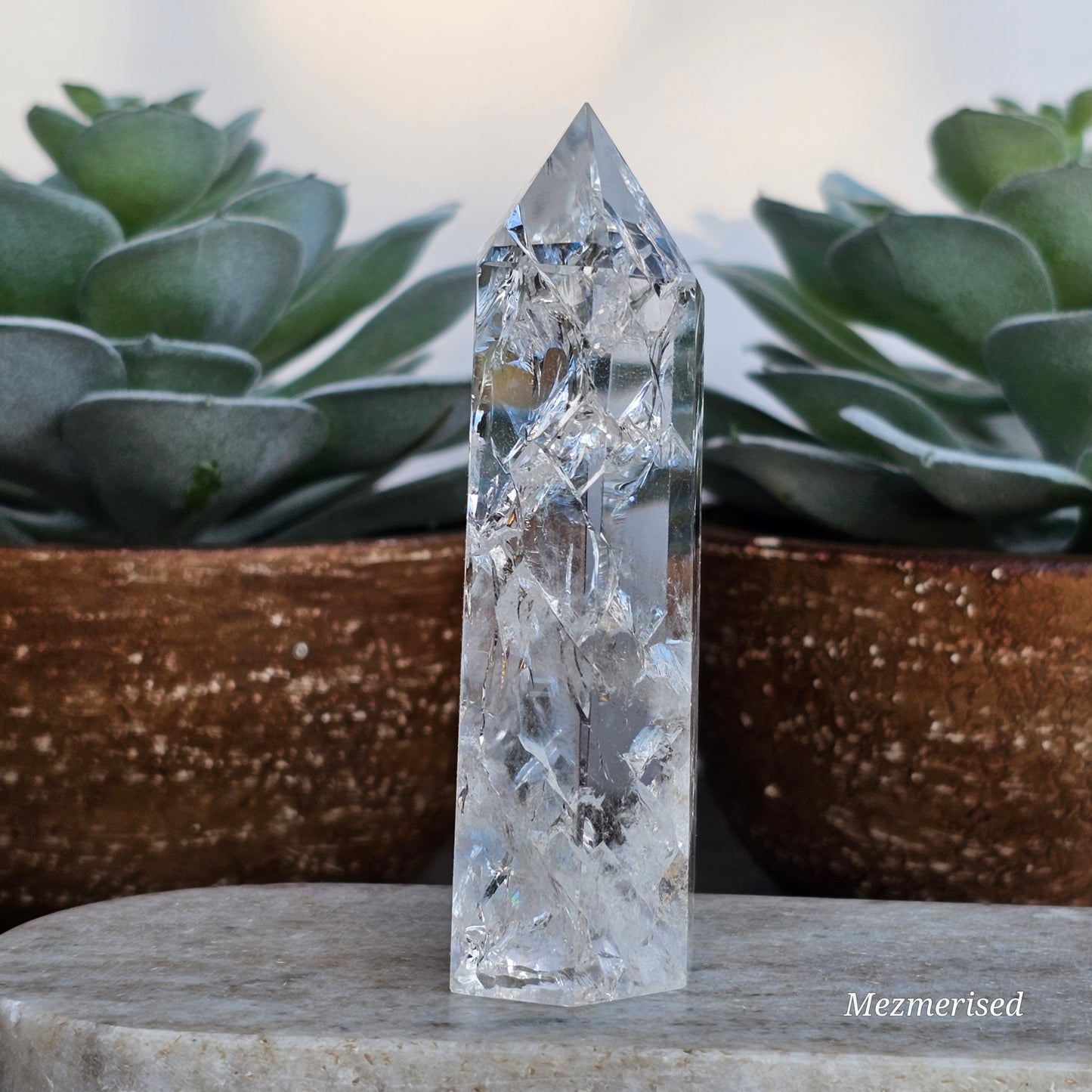Crackle Quartz (Fire & Ice) Tower | A