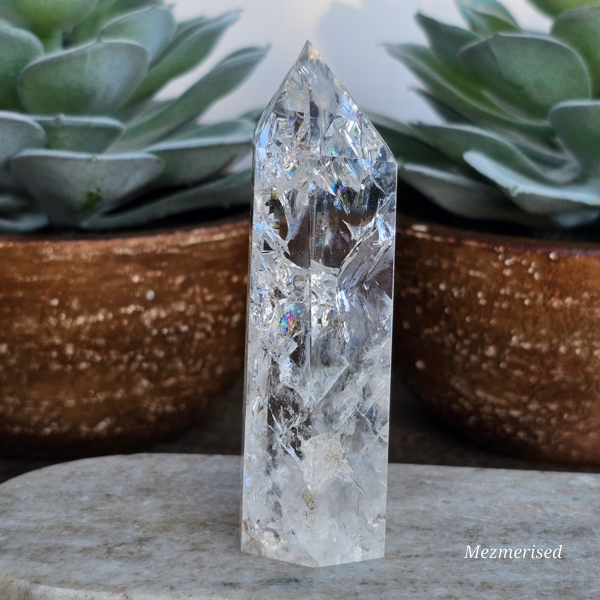 Crackle Quartz (Fire & Ice) Tower | A