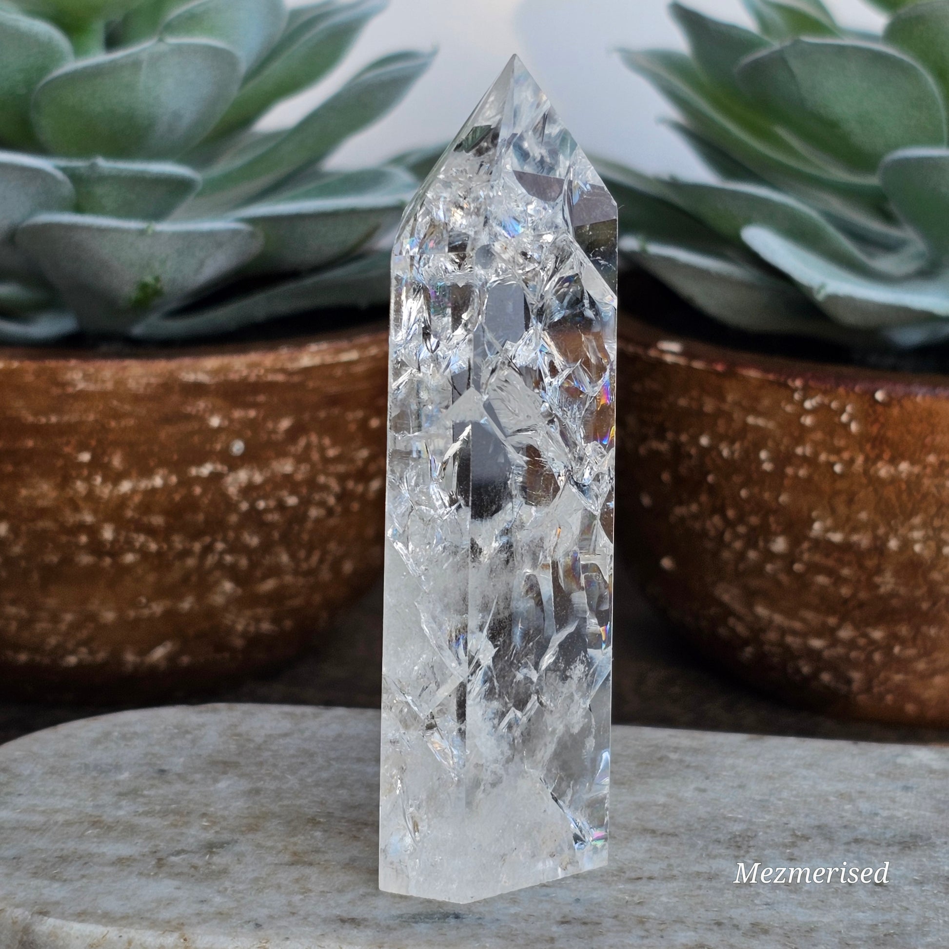 Crackle Quartz (Fire & Ice) Tower | A