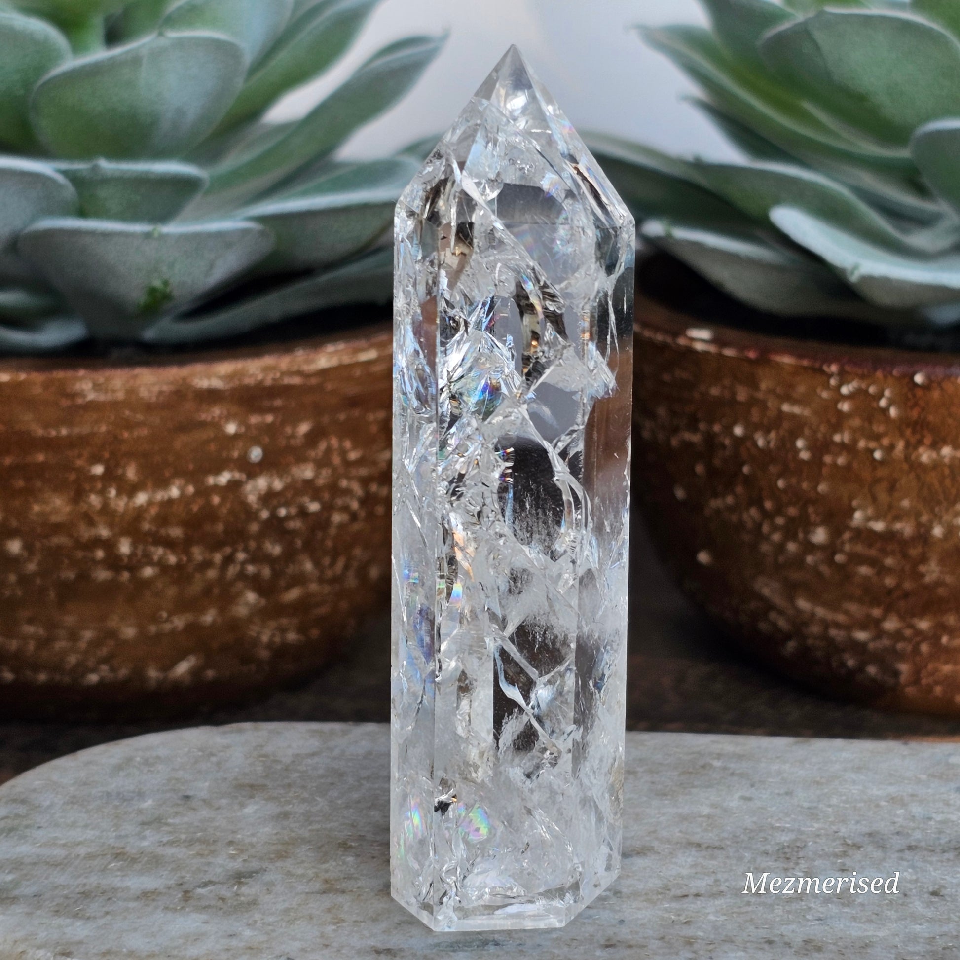 Crackle Quartz (Fire & Ice) Tower | A