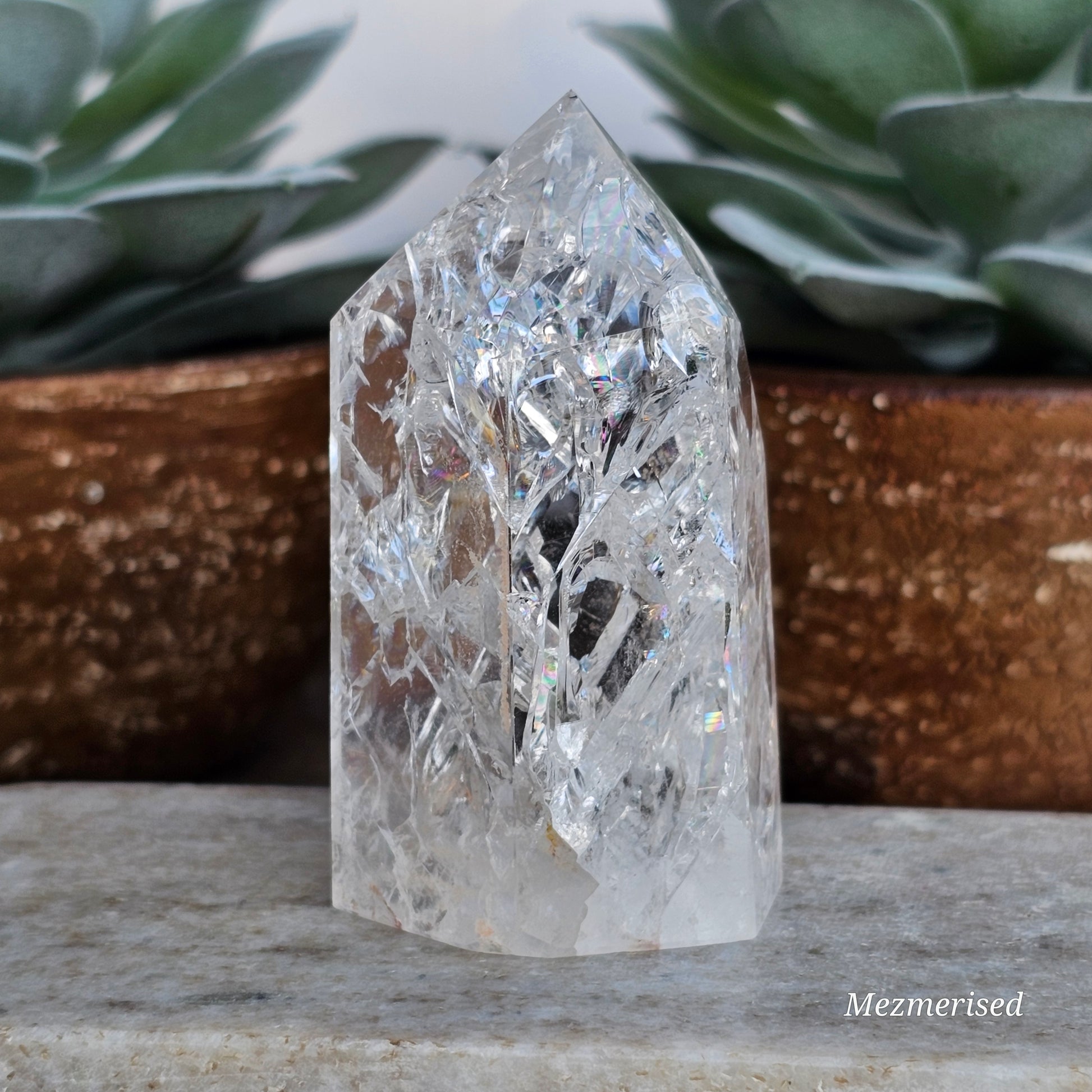 Crackle Quartz (Fire & Ice) Tower | B