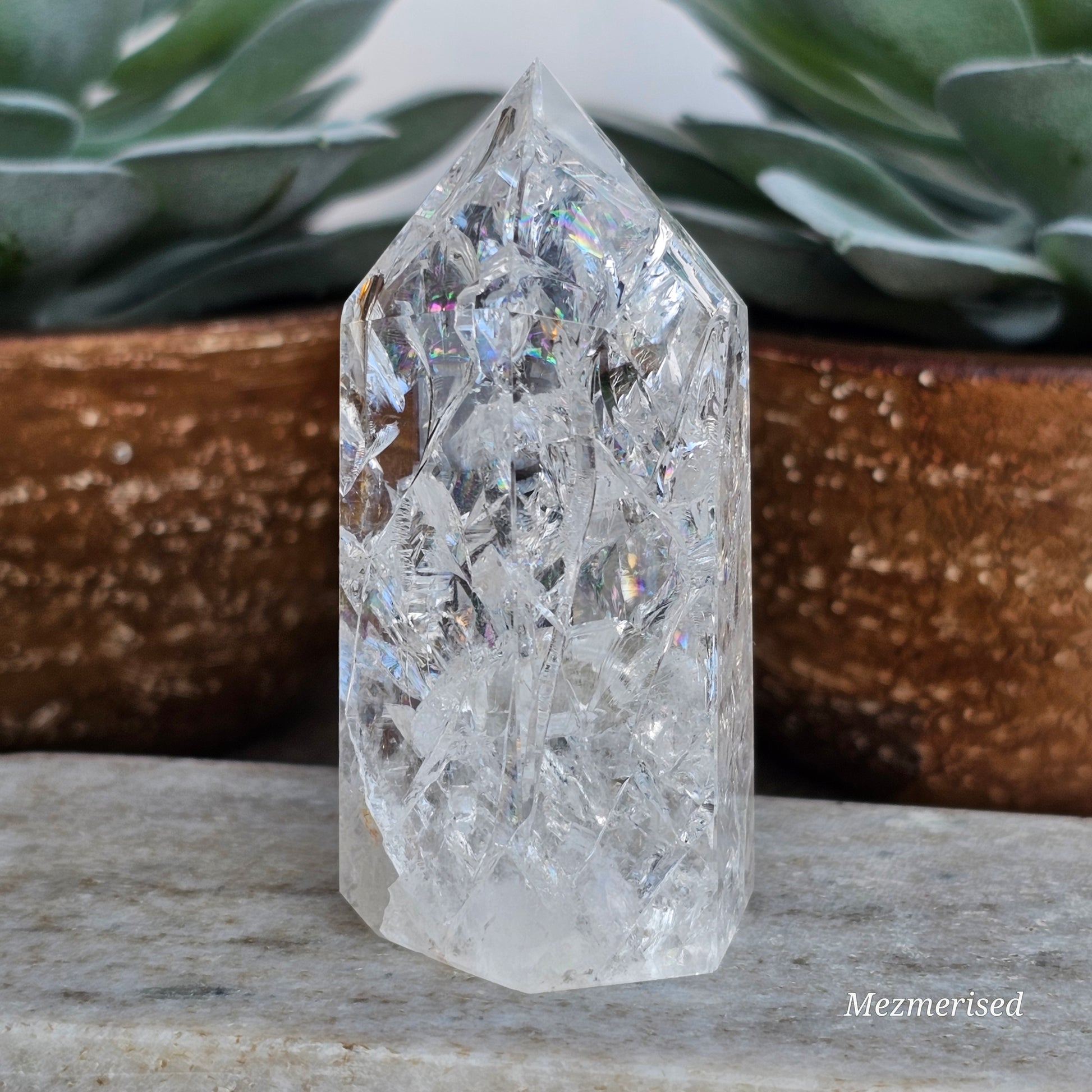 Crackle Quartz (Fire & Ice) Tower | B