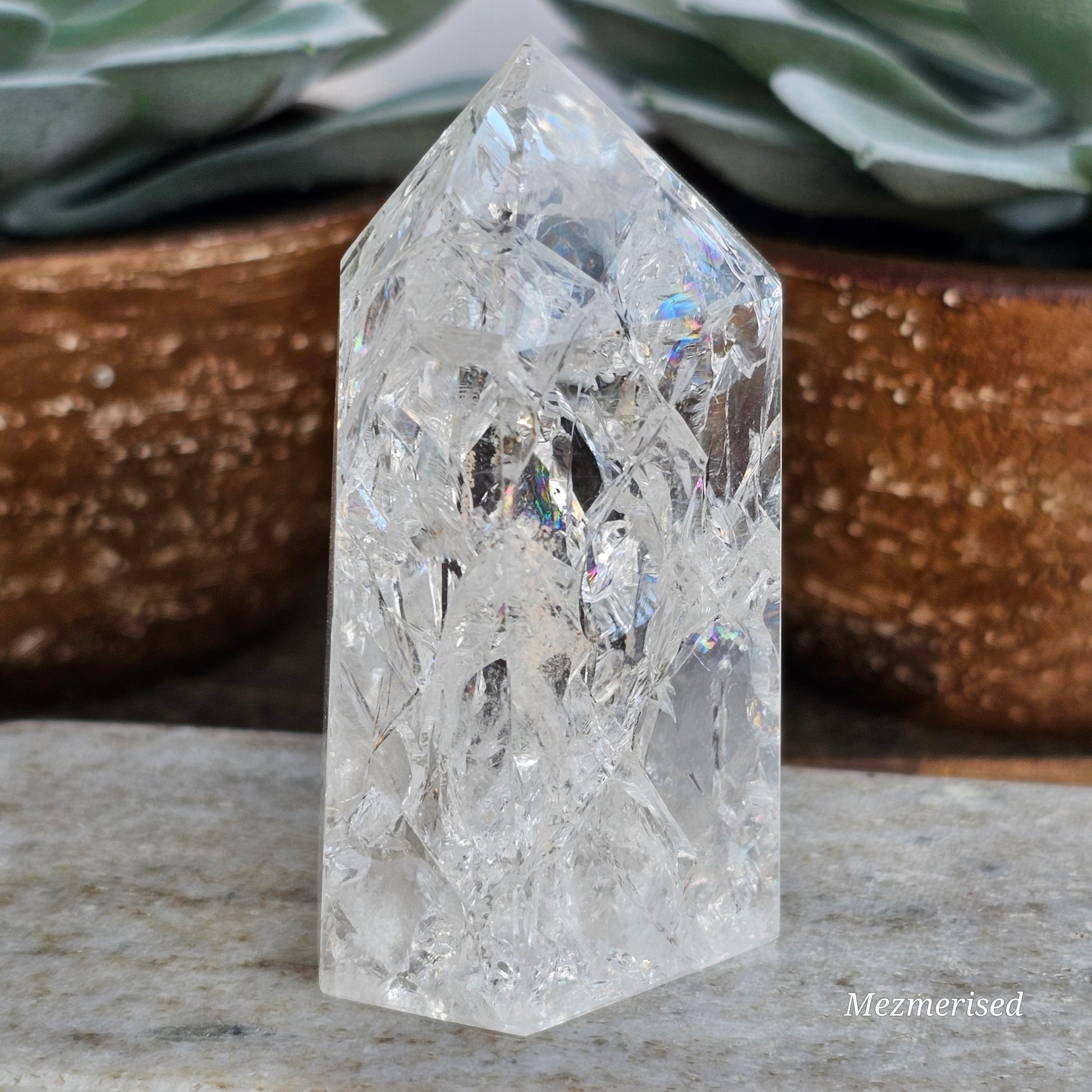 Crackle Quartz (Fire & Ice) Tower | B