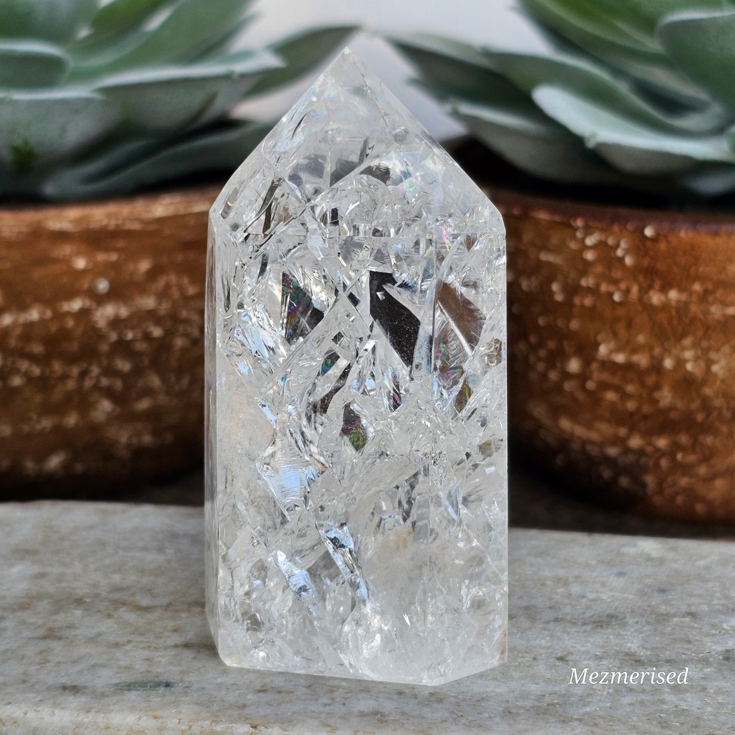 Crackle Quartz (Fire & Ice) Tower | B