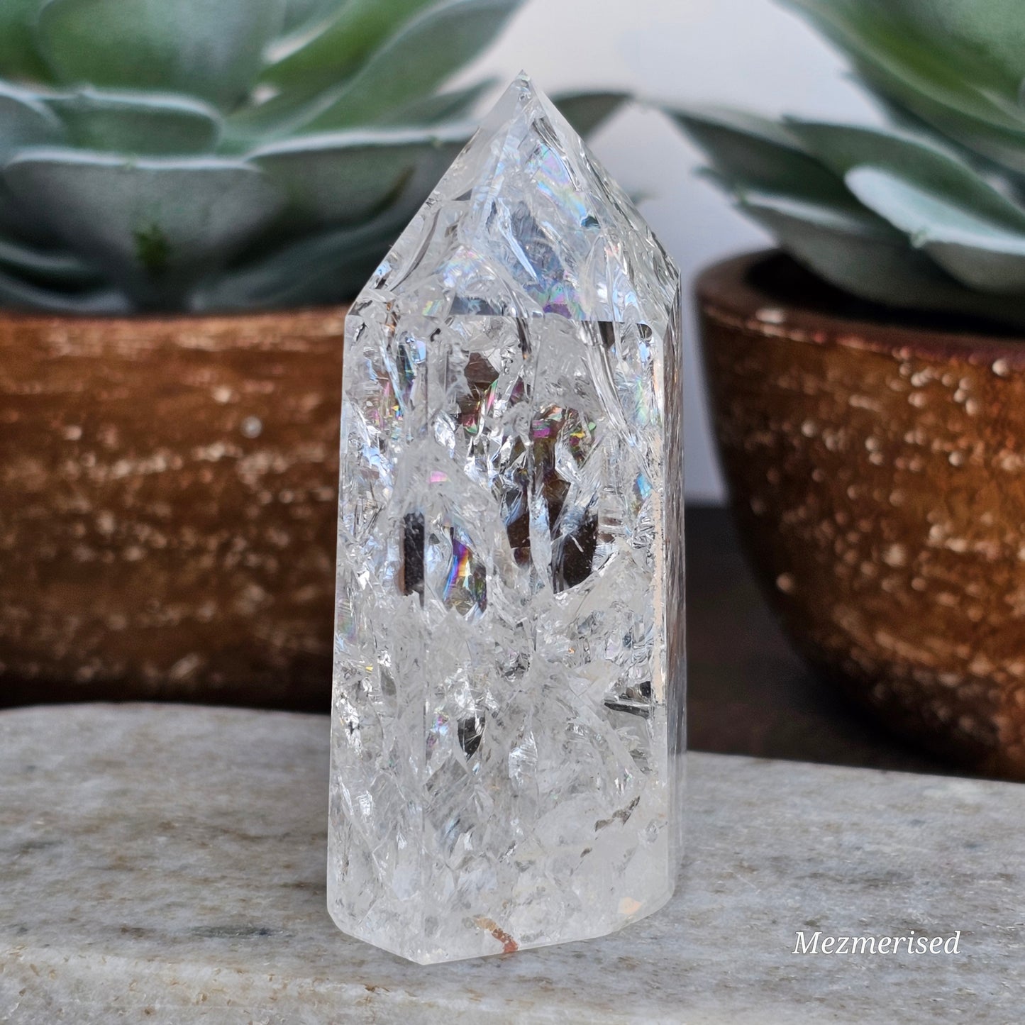 Crackle Quartz (Fire & Ice) Tower | B