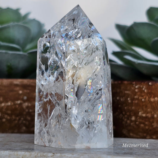 Crackle Quartz (Fire & Ice) Tower | B