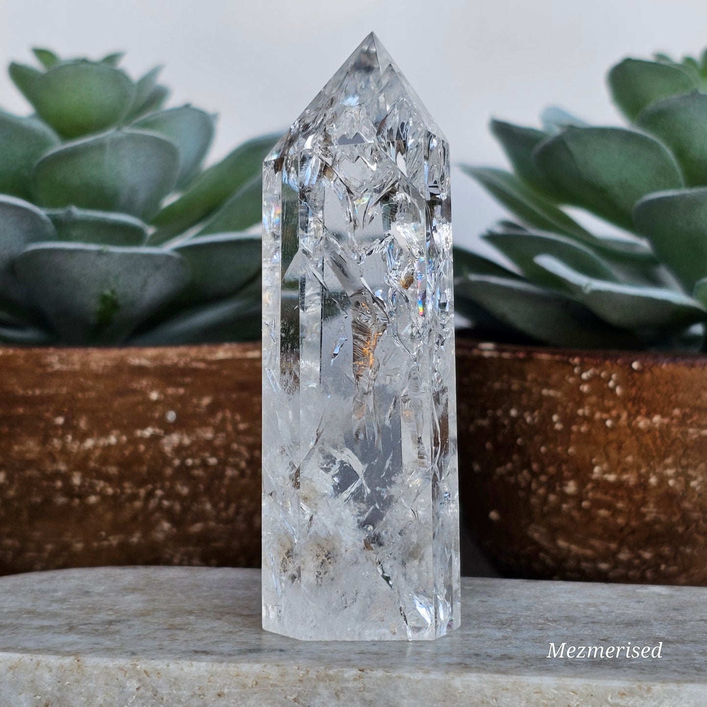 Crackle Quartz (Fire & Ice) Tower | A