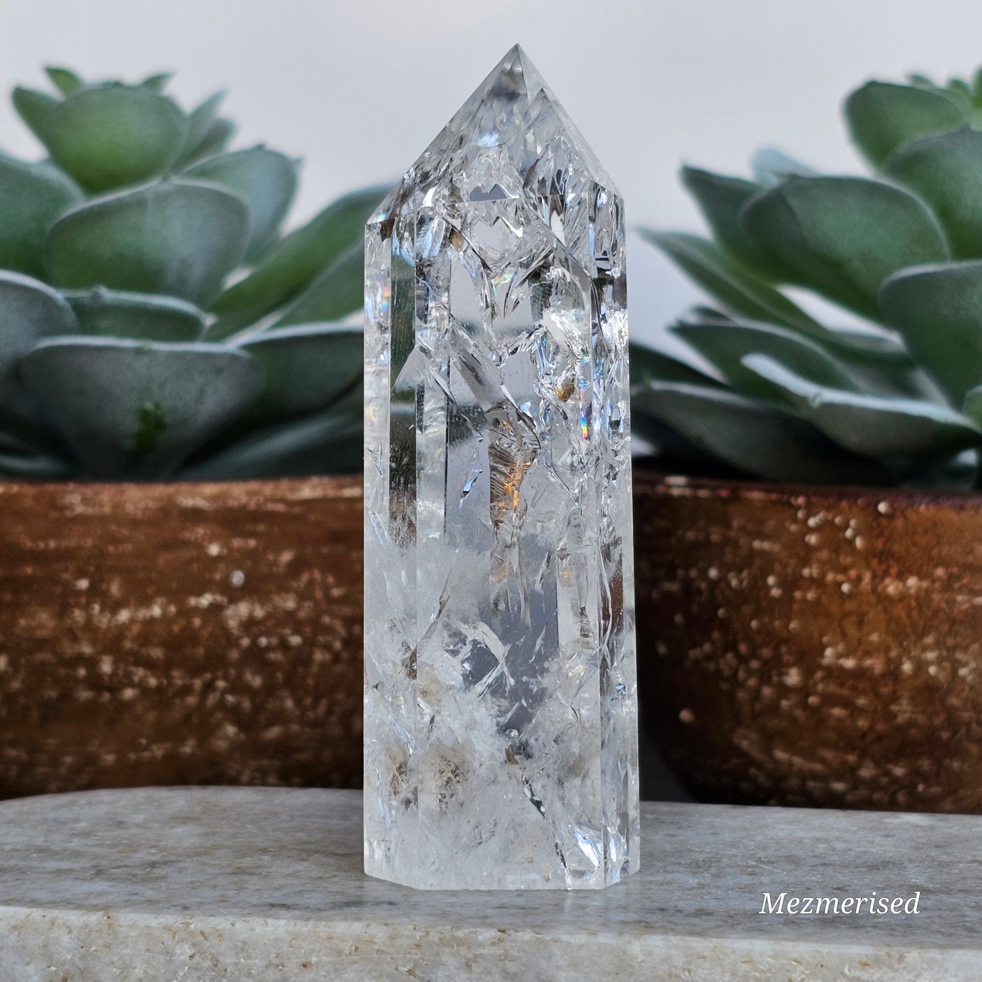 Crackle Quartz (Fire & Ice) Tower | A