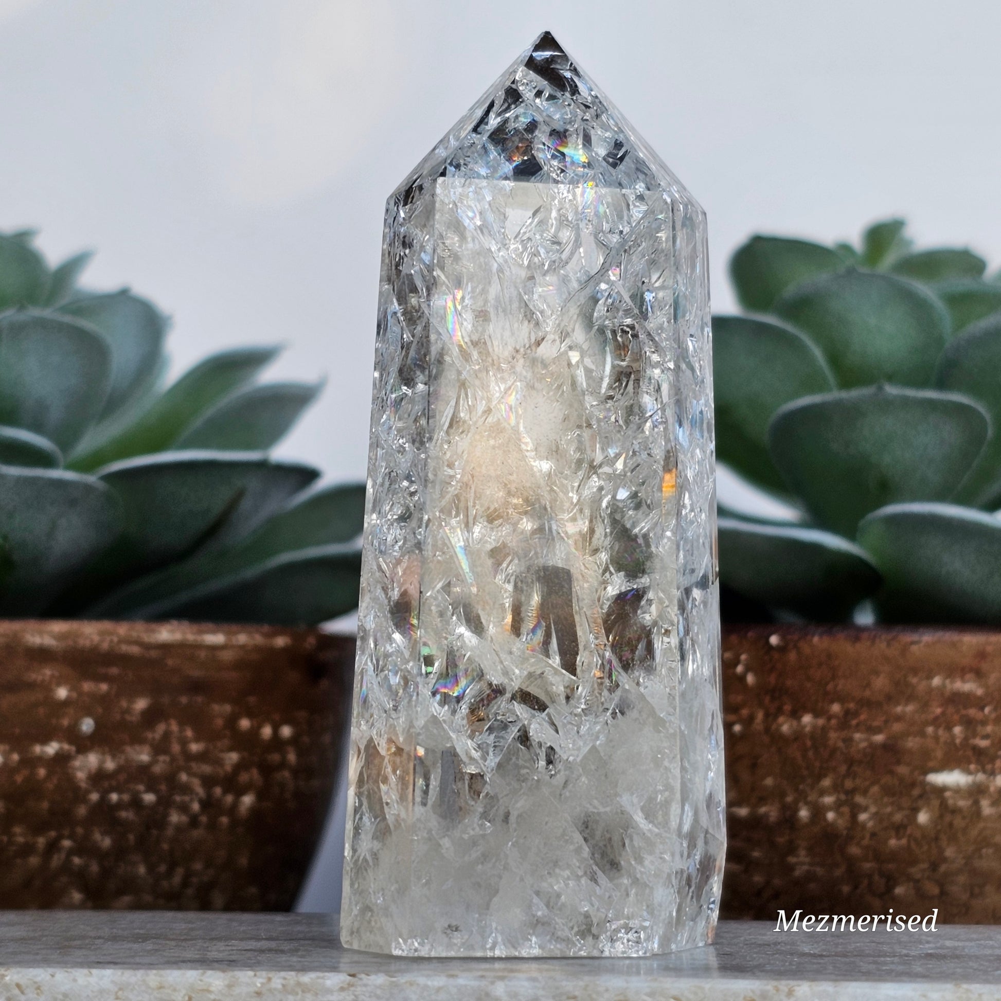 Crackle Quartz (Fire & Ice) Tower | C