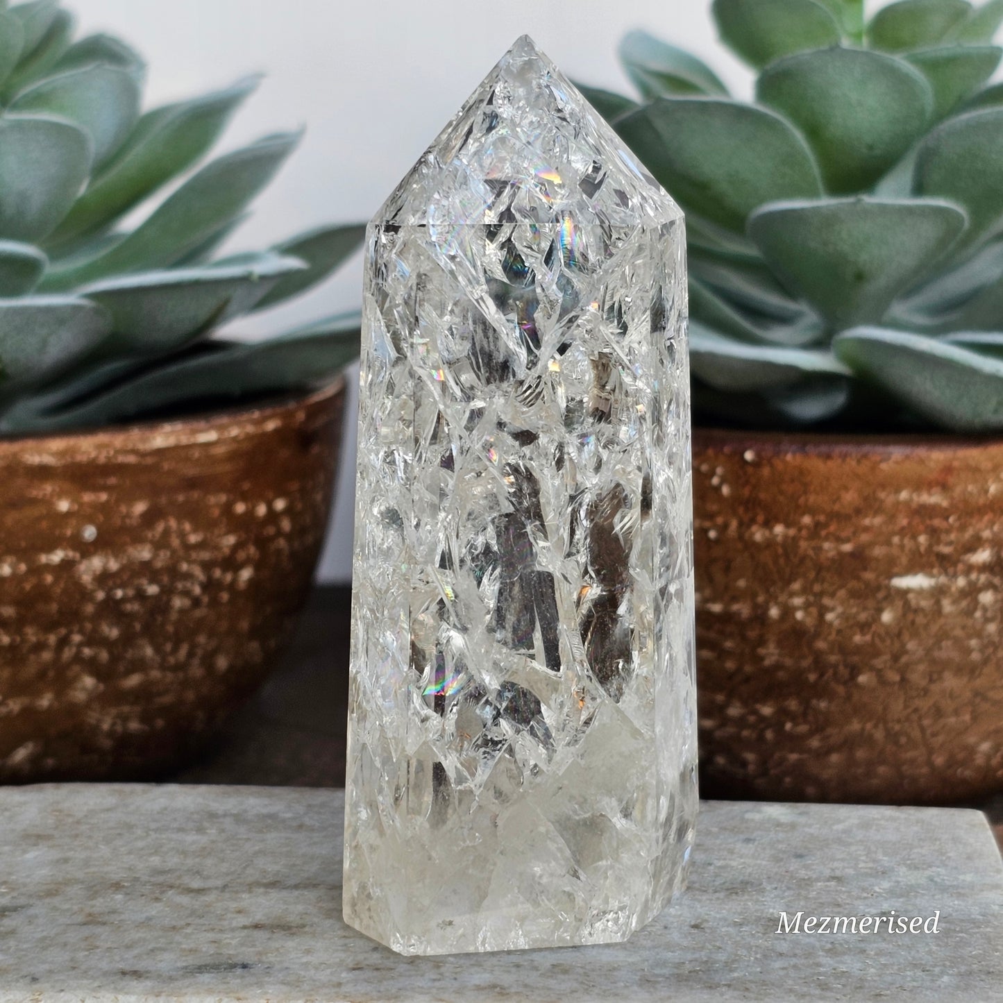 Crackle Quartz (Fire & Ice) Tower | C