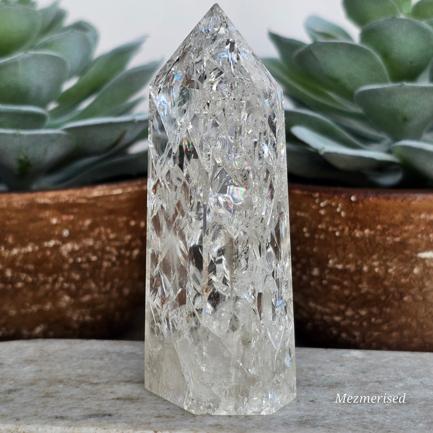 Crackle Quartz (Fire & Ice) Tower | C