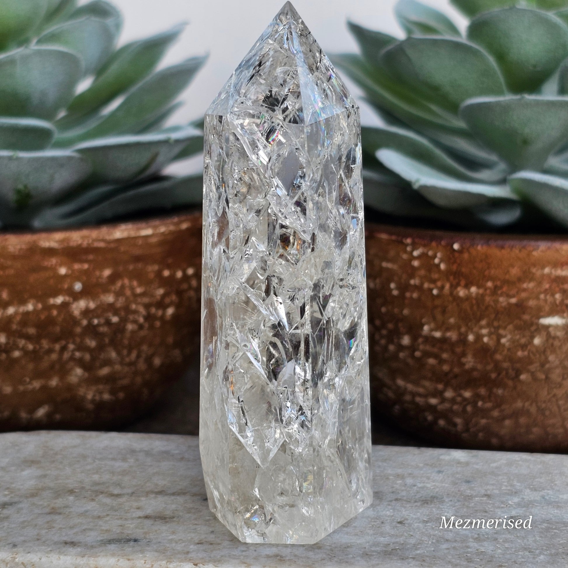 Crackle Quartz (Fire & Ice) Tower | C