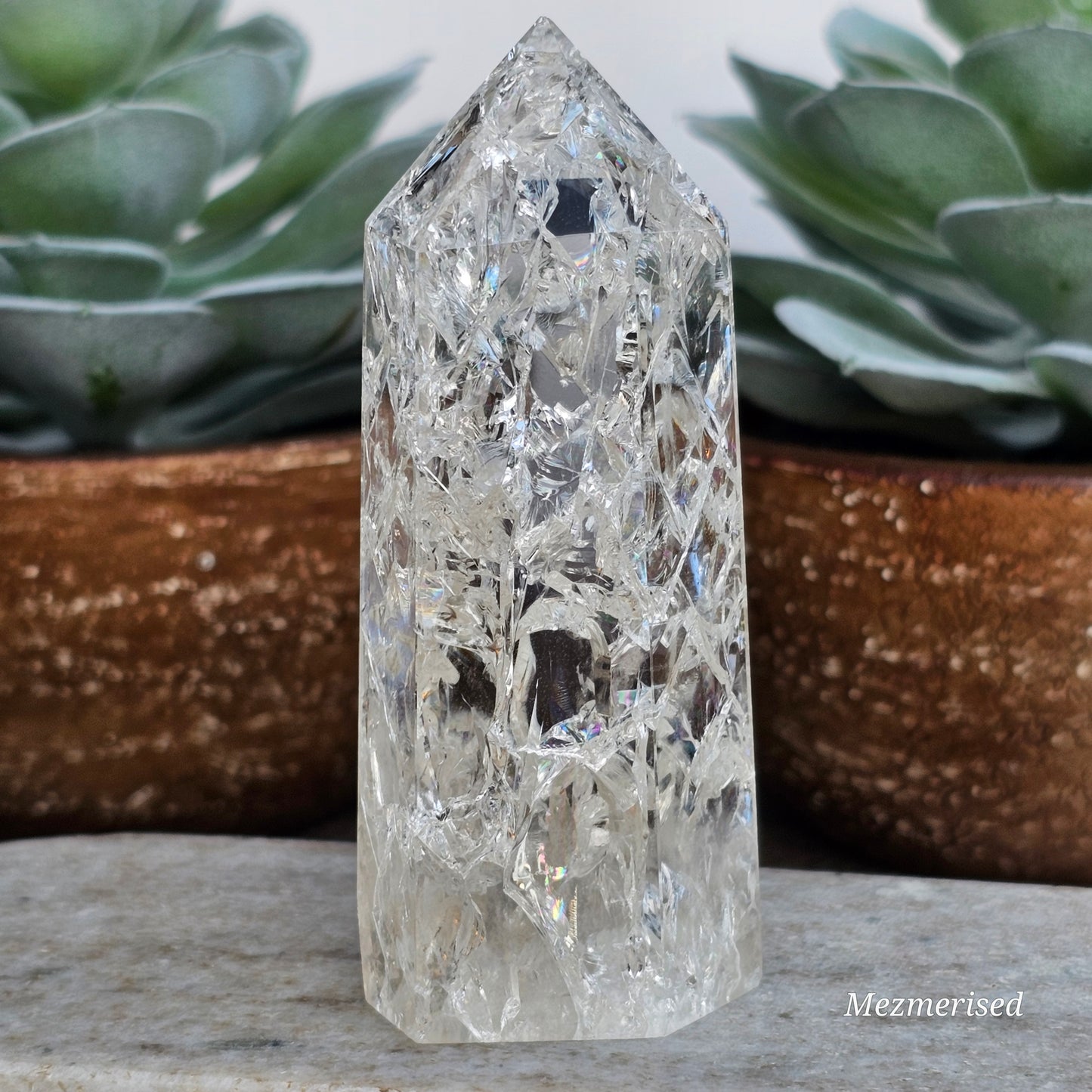Crackle Quartz (Fire & Ice) Tower | C