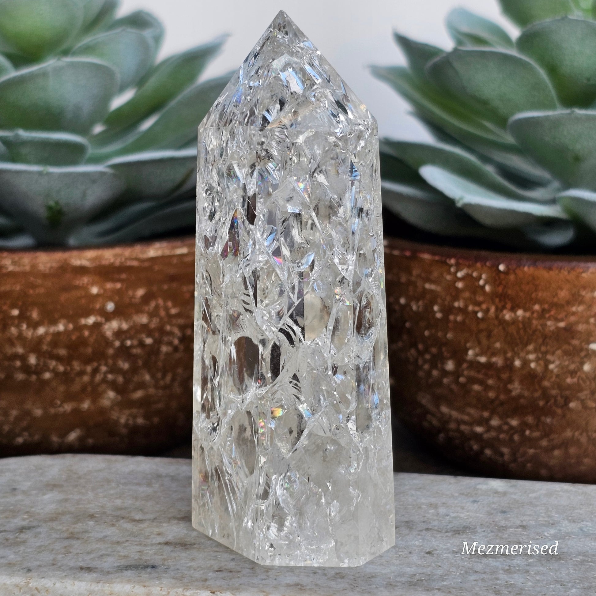 Crackle Quartz (Fire & Ice) Tower | C