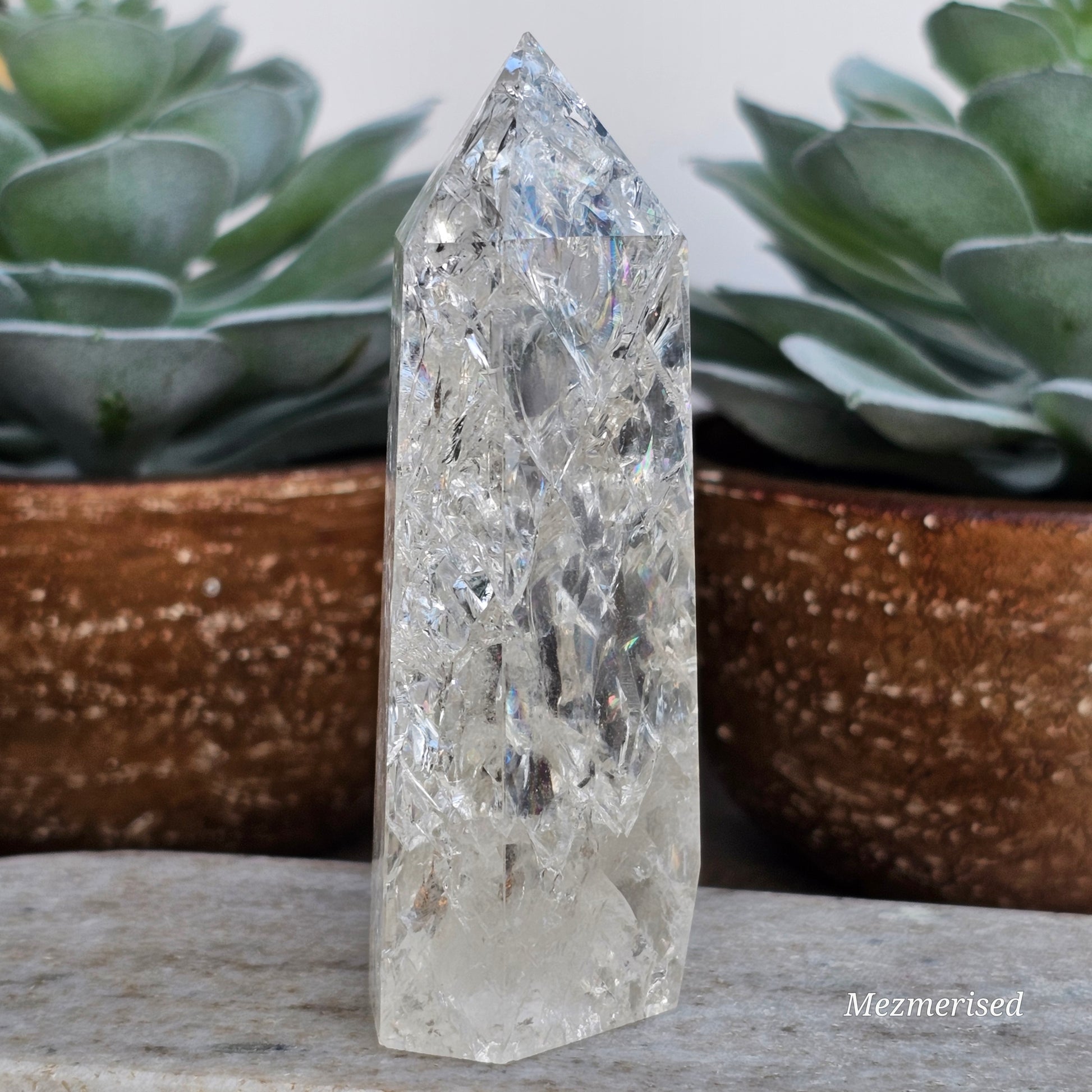 Crackle Quartz (Fire & Ice) Tower | C