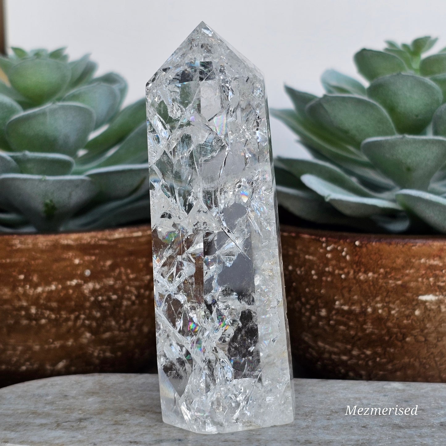 Crackle Quartz (Fire & Ice) Tower | D