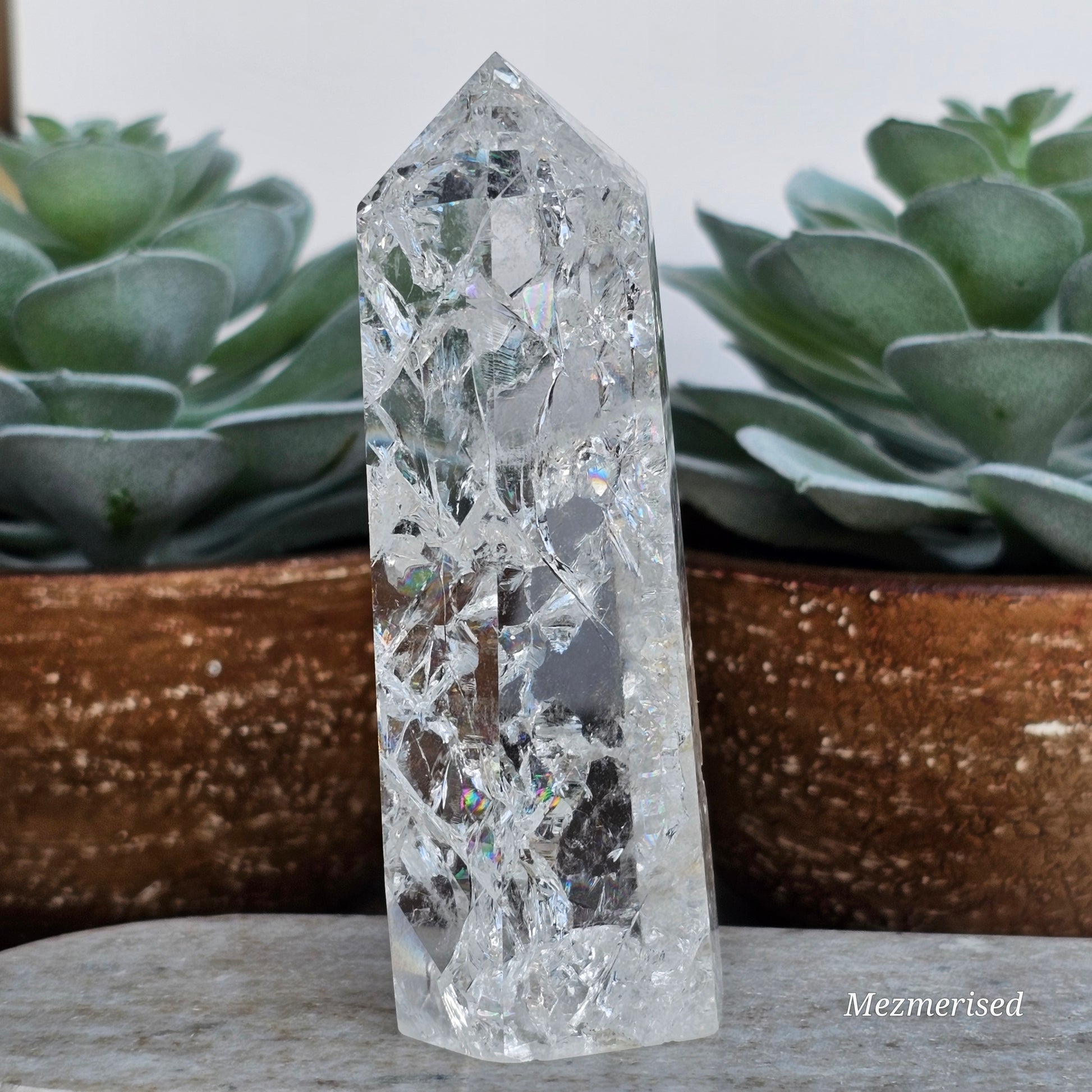 Crackle Quartz (Fire & Ice) Tower | D