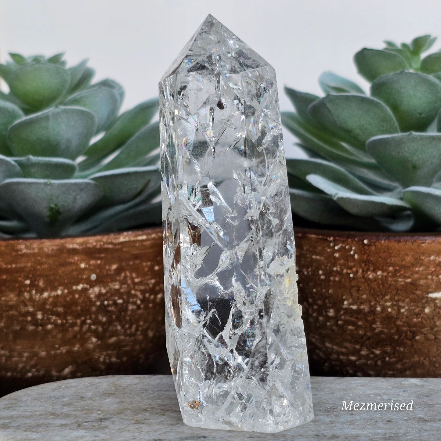 Crackle Quartz (Fire & Ice) Tower | D