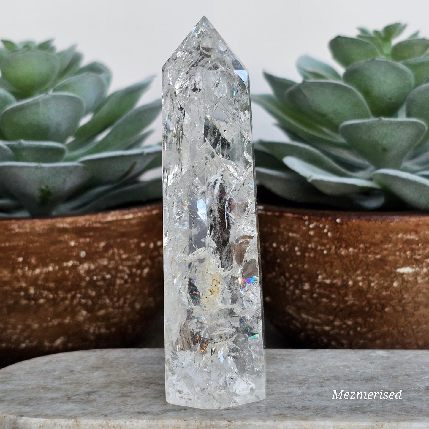 Crackle Quartz (Fire & Ice) Tower | D