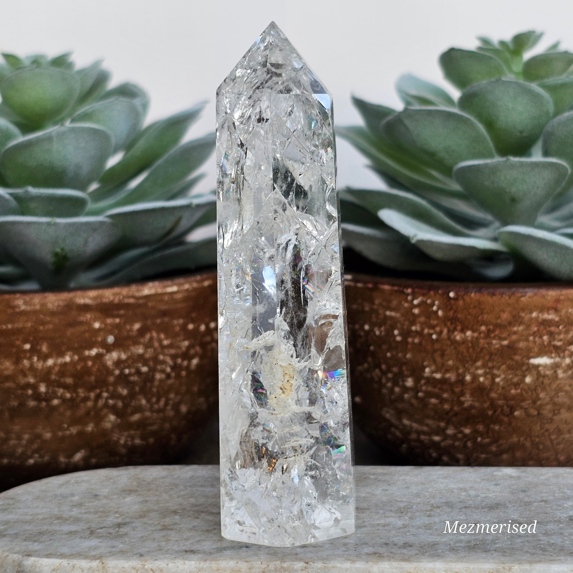 Crackle Quartz (Fire & Ice) Tower | D