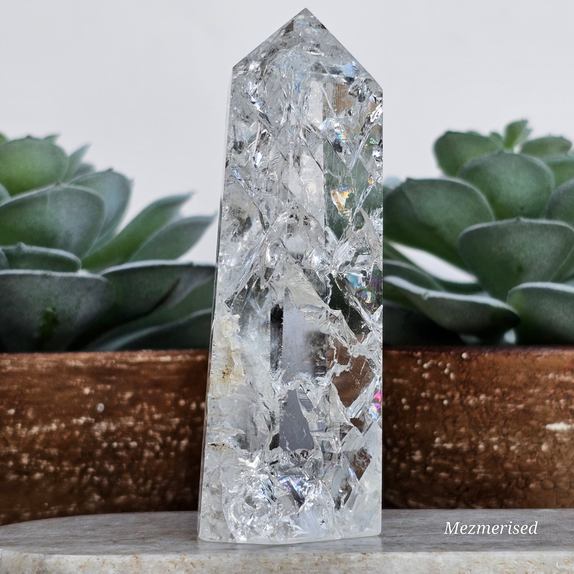 Crackle Quartz (Fire & Ice) Tower | D