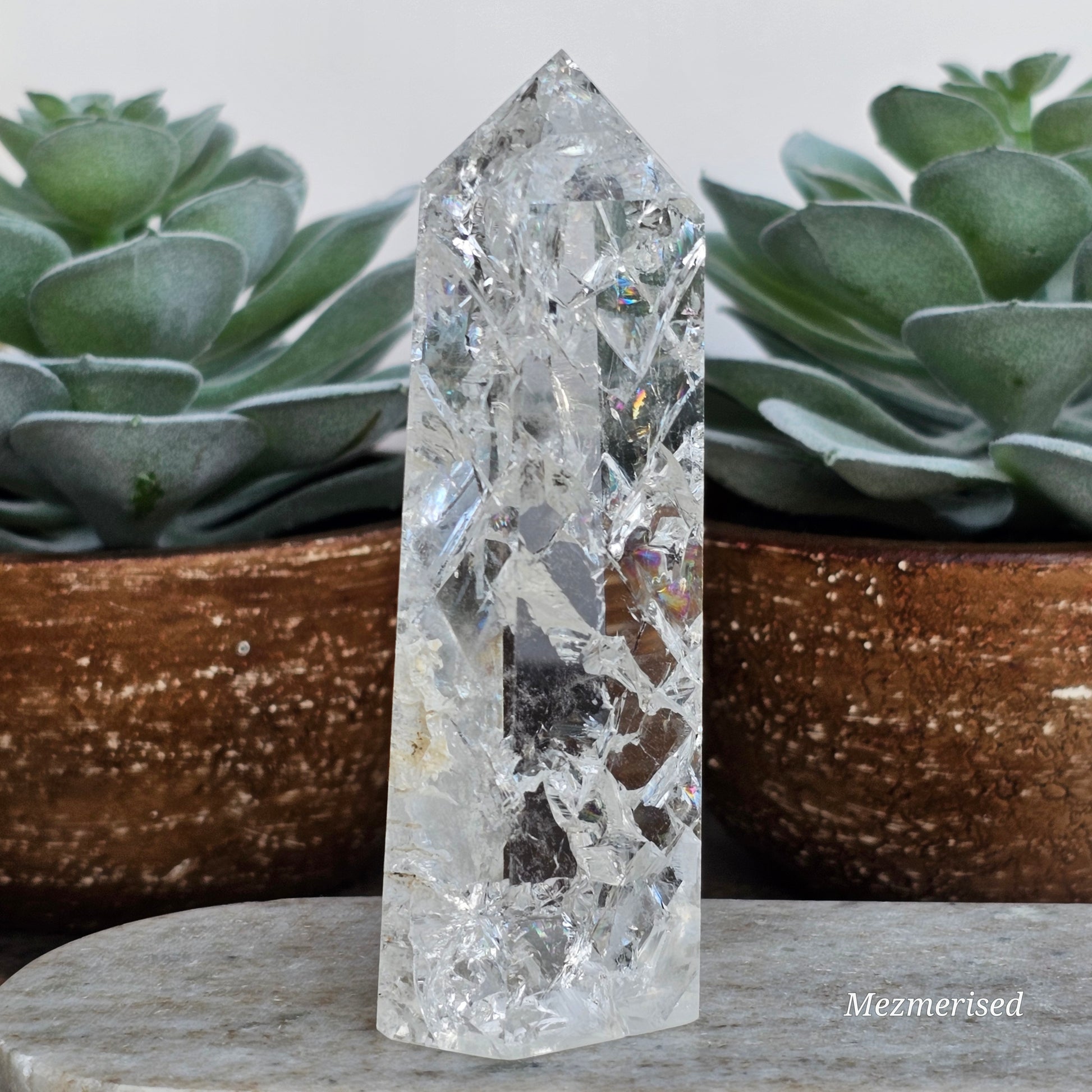 Crackle Quartz (Fire & Ice) Tower | D