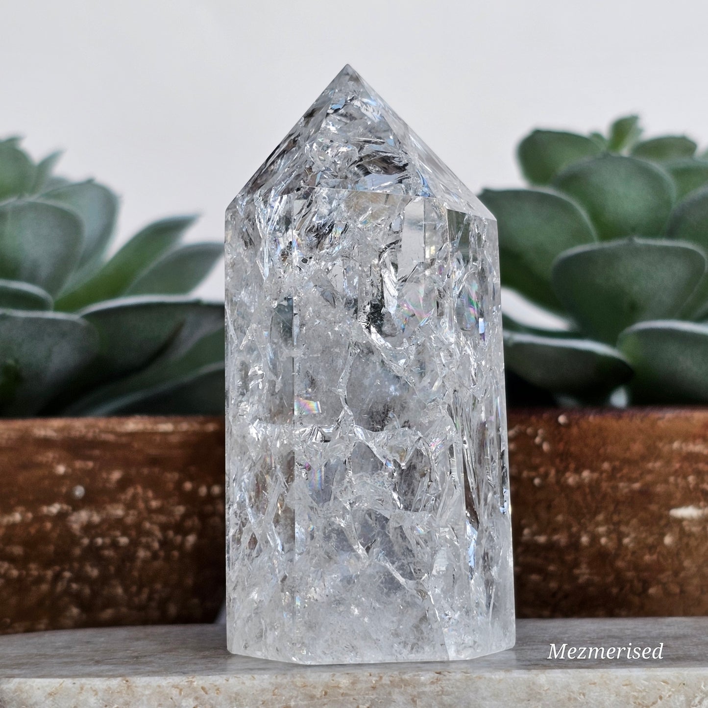 Crackle Quartz (Fire & Ice) Tower | E