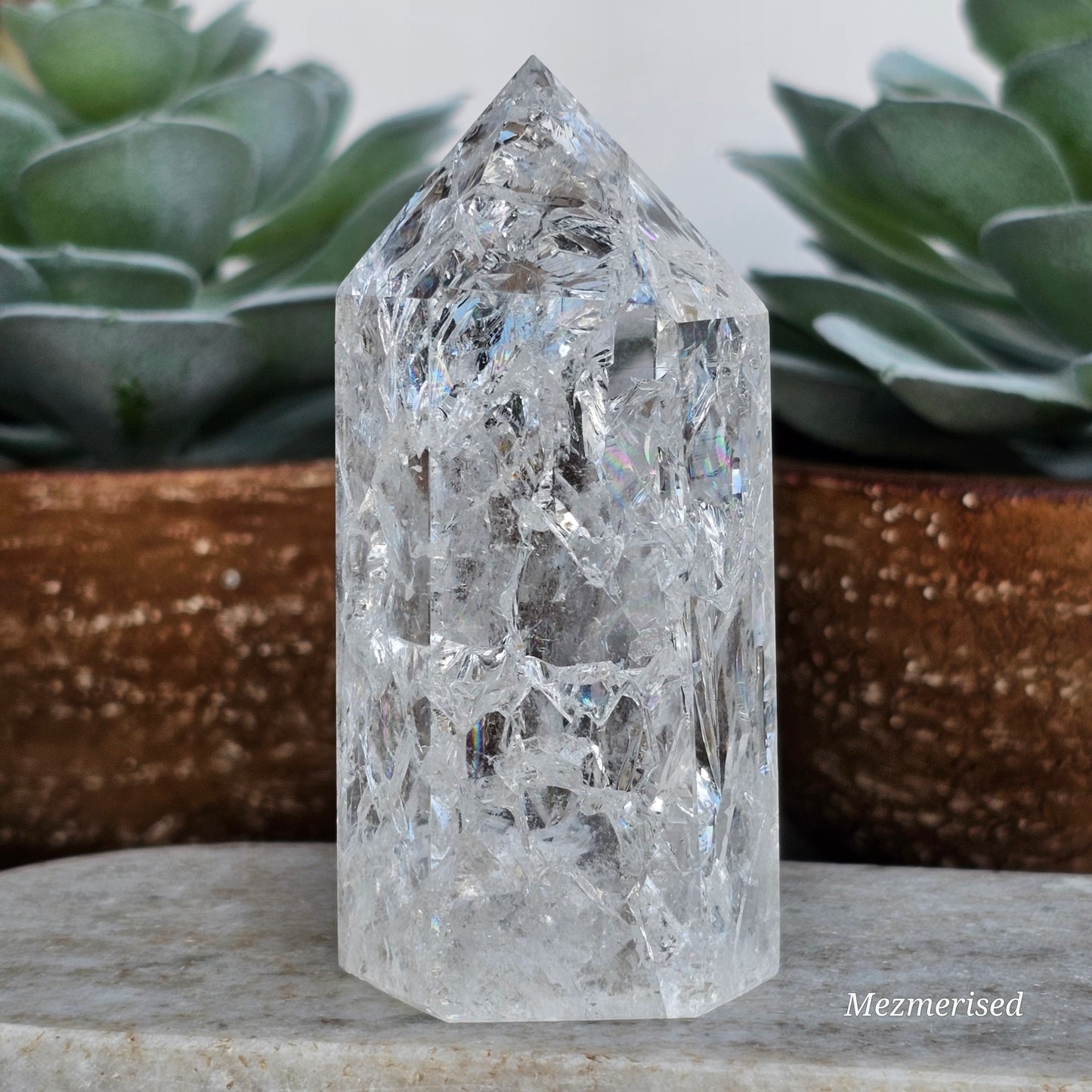 Crackle Quartz (Fire & Ice) Tower | E