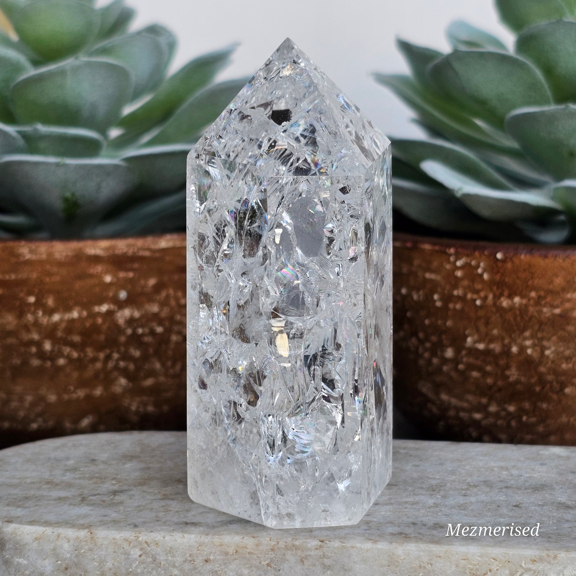 Crackle Quartz (Fire & Ice) Tower | E