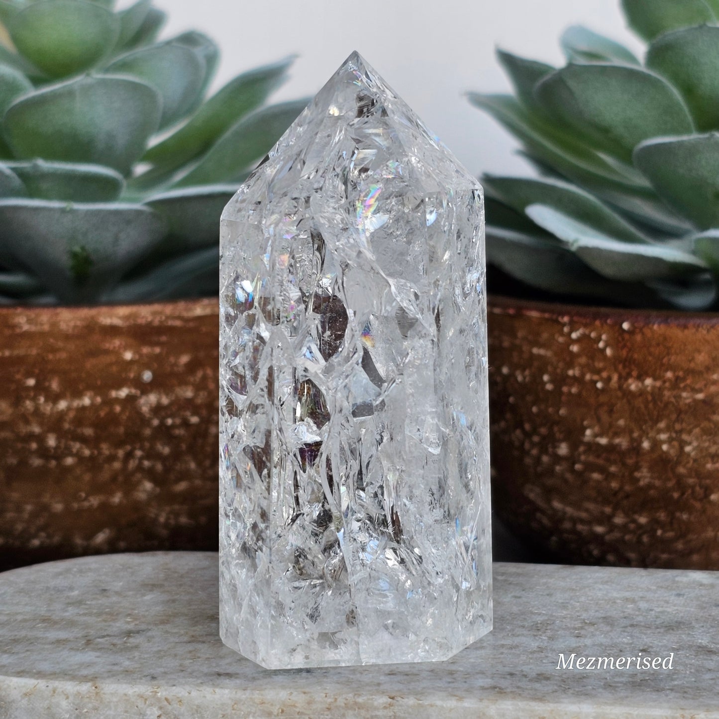 Crackle Quartz (Fire & Ice) Tower | E