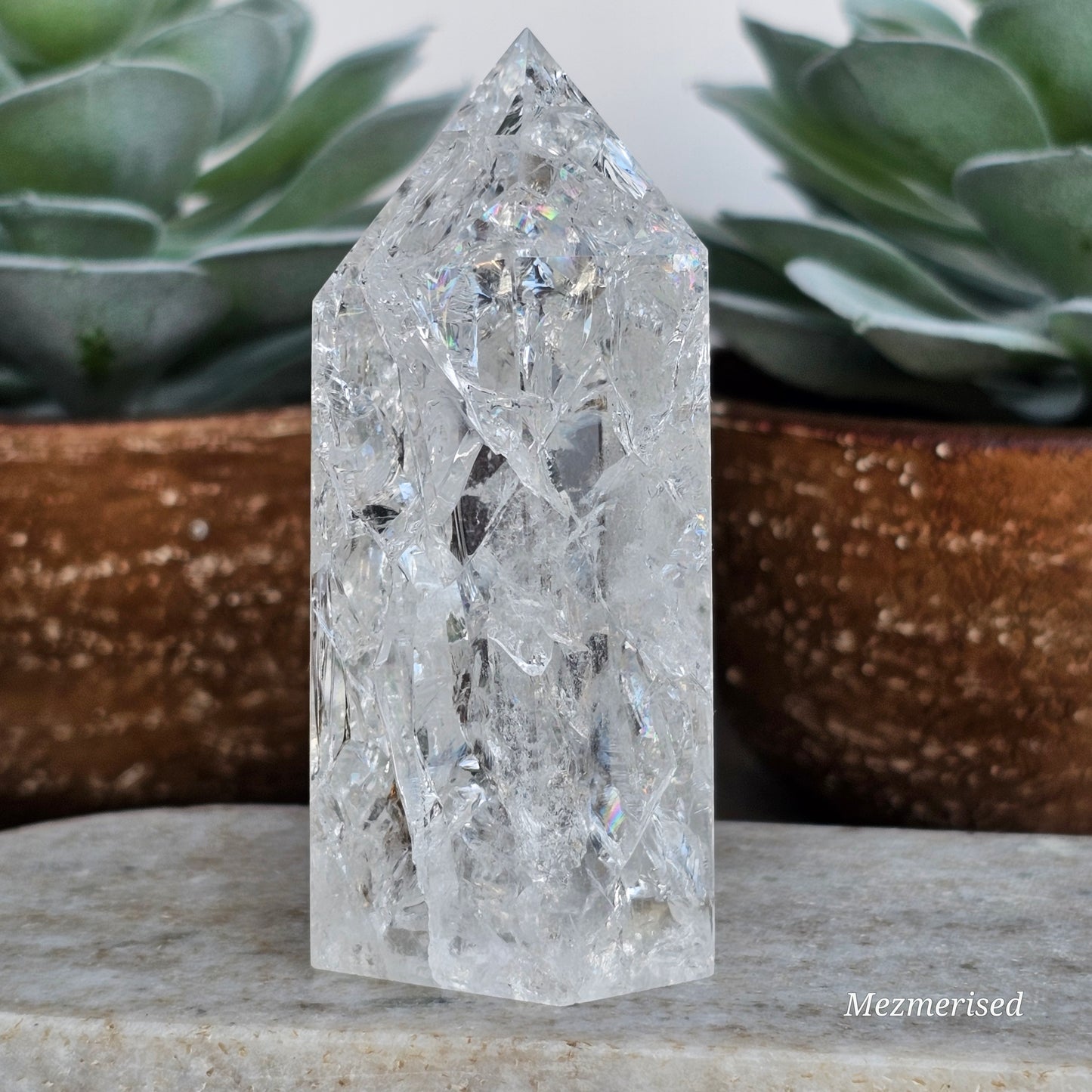 Crackle Quartz (Fire & Ice) Tower | E